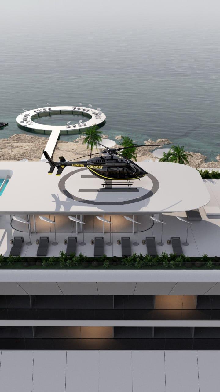 Lumina Resort rooftop with helipad